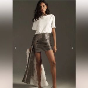 NWT Porridge Crew-Neck Metallic Twofer Mini Dress